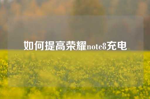 如何提高荣耀note8充电